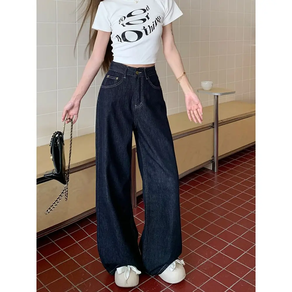 Dark Blue Wide Leg Jeans for Women 2024