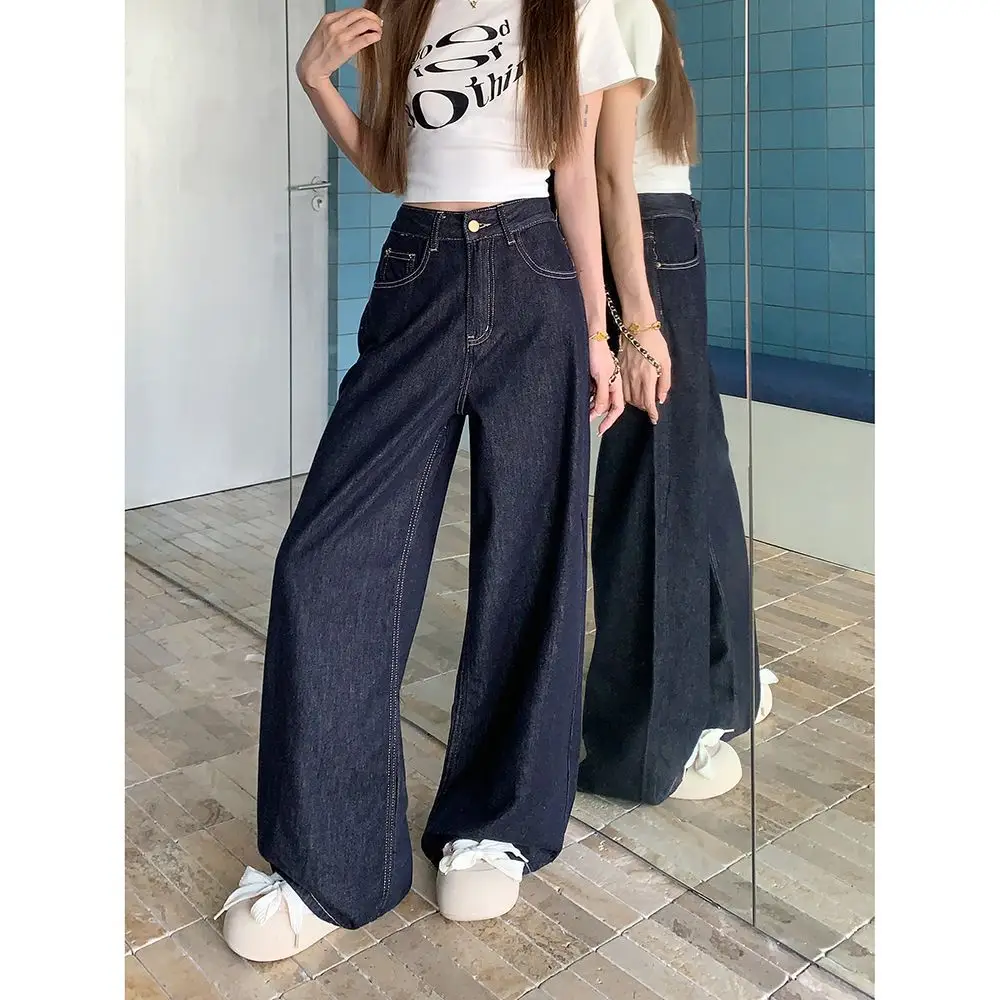 Dark Blue Wide Leg Jeans for Women 2024