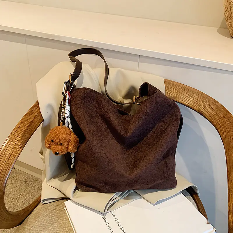 Women's Brown Faux Fur Leopard Tote Bag 2024 - Image 11