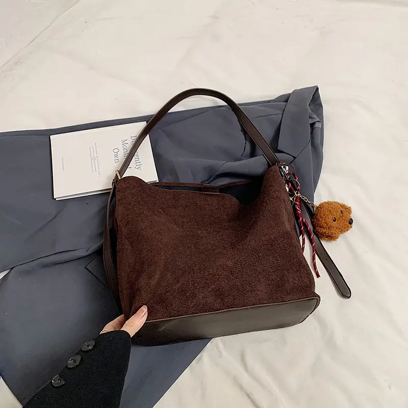 Women's Brown Faux Fur Leopard Tote Bag 2024 - Image 3