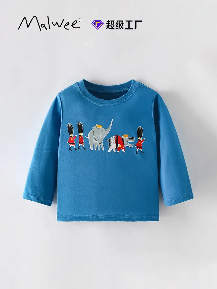 Blue Malwee Boys T-Shirt Small Medium Autumn Winter - Image 2
