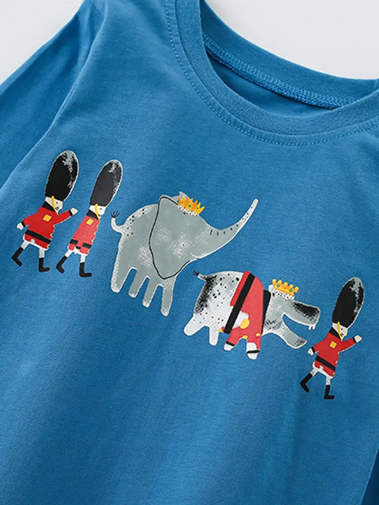 Blue Malwee Boys T-Shirt Small Medium Autumn Winter - Image 4