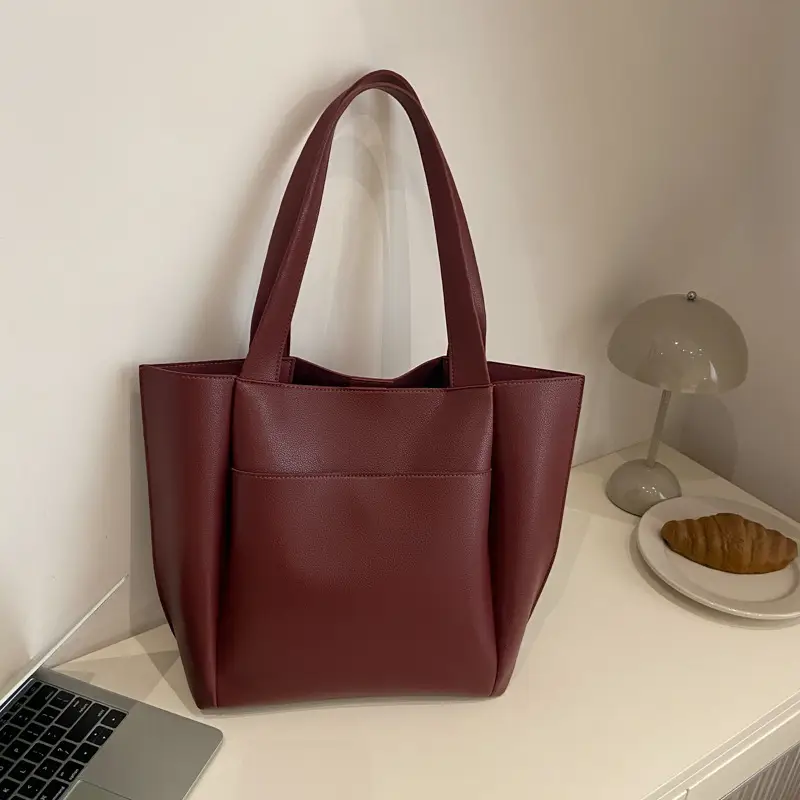 Women's Beige Tote Bag Large Capacity Casual Shoulder Bag - Image 8