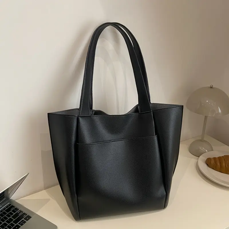 Women's Beige Tote Bag Large Capacity Casual Shoulder Bag - Image 9