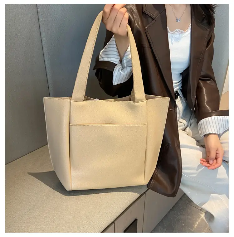 Women's Beige Tote Bag Large Capacity Casual Shoulder Bag — feature 11