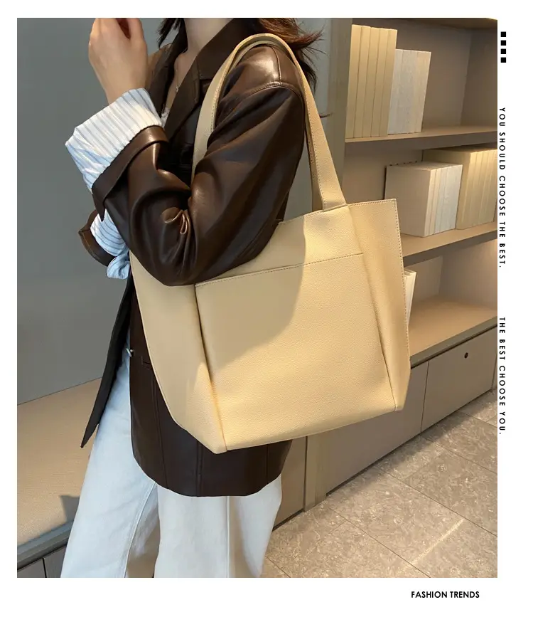 Women's Beige Tote Bag Large Capacity Casual Shoulder Bag — feature 2
