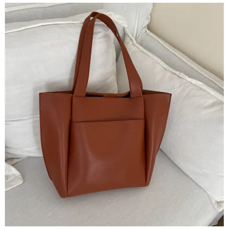 Women's Beige Tote Bag Large Capacity Casual Shoulder Bag - Image 2