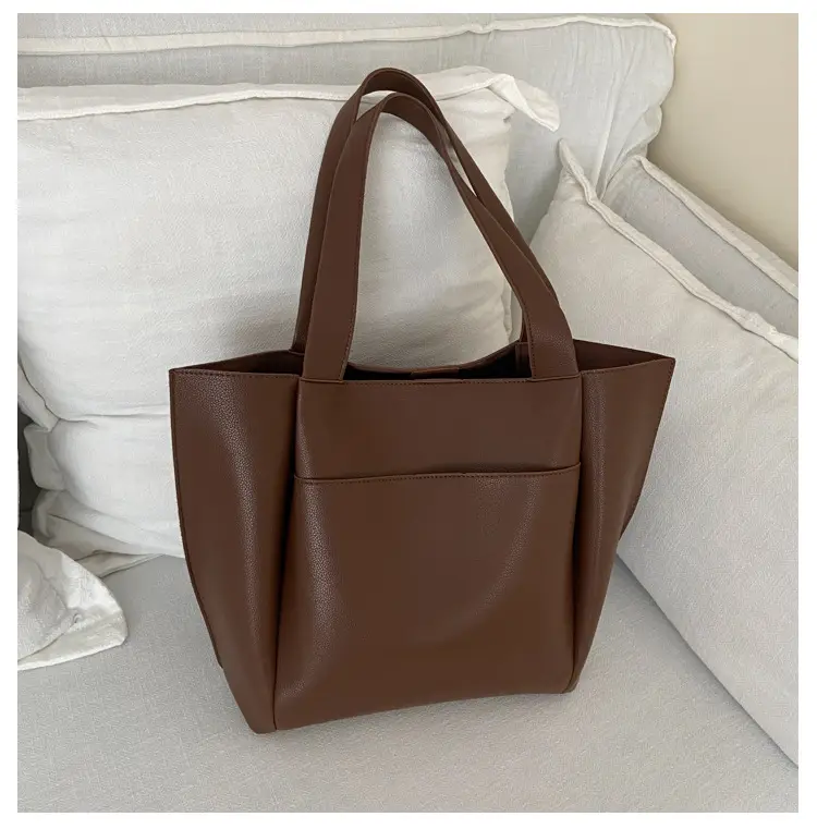 Women's Beige Tote Bag Large Capacity Casual Shoulder Bag - Image 4