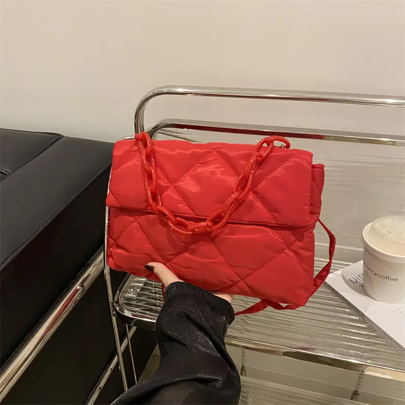 Purple Quilted Diamond Lattice Shoulder Bag 2024 - Image 9