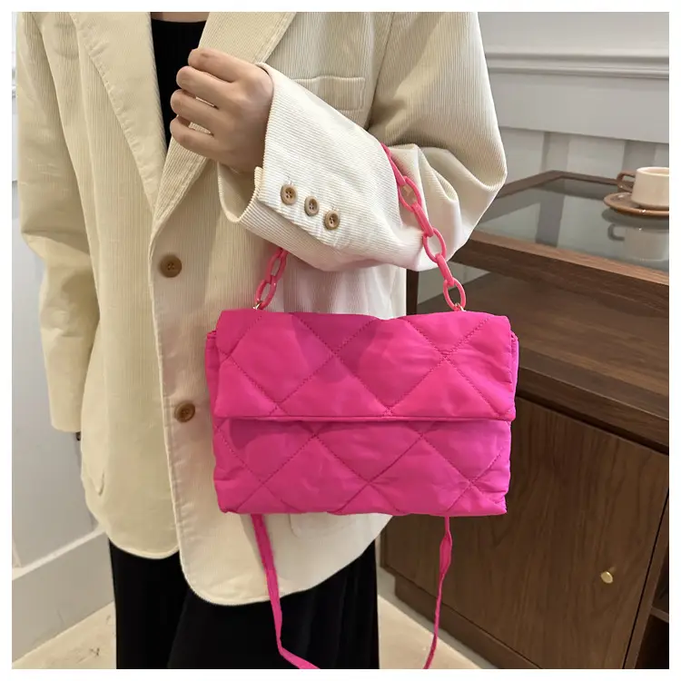 Purple Quilted Diamond Lattice Shoulder Bag 2024 — feature 22
