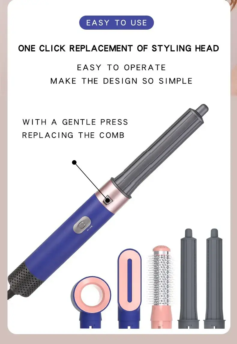 5-in-1 Self-Curling Hair Comb & Dryer Blue — feature 4