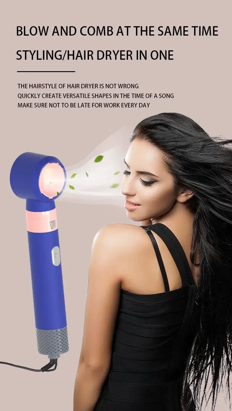 5-in-1 Self-Curling Hair Comb & Dryer Blue — feature 5