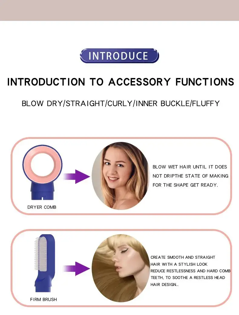 5-in-1 Self-Curling Hair Comb & Dryer Blue — feature 9