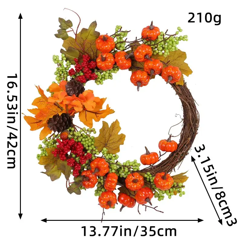 Artificial Autumn Pumpkin Wreath Decor 210g Hengchong - Image 5