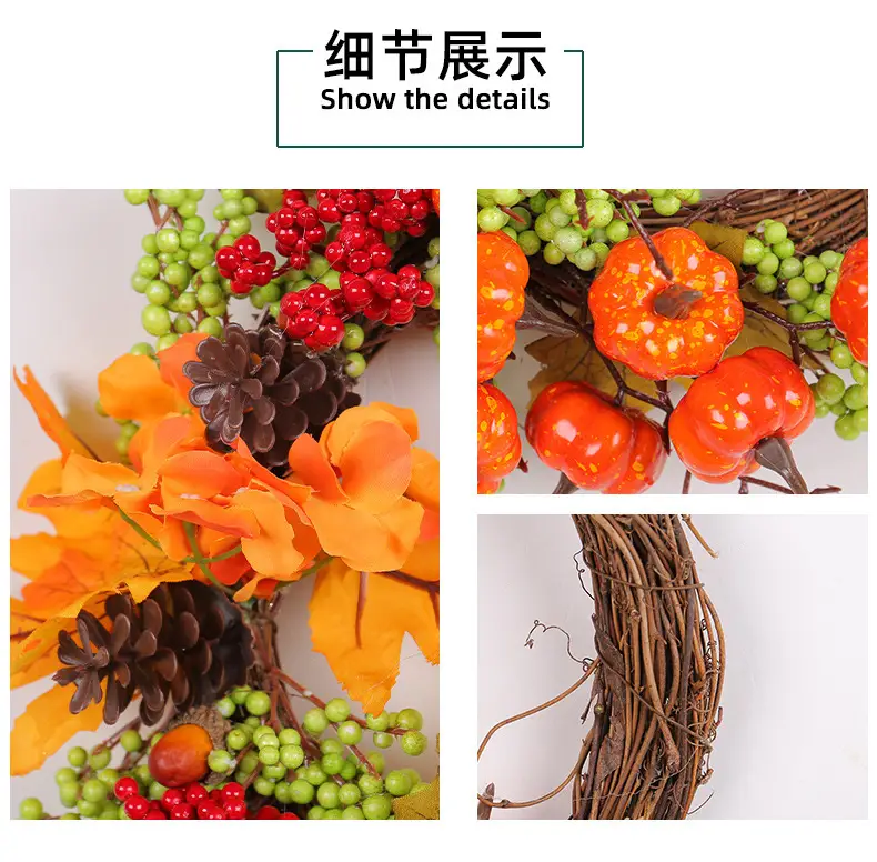 Artificial Autumn Pumpkin Wreath Decor 210g Hengchong — feature 12