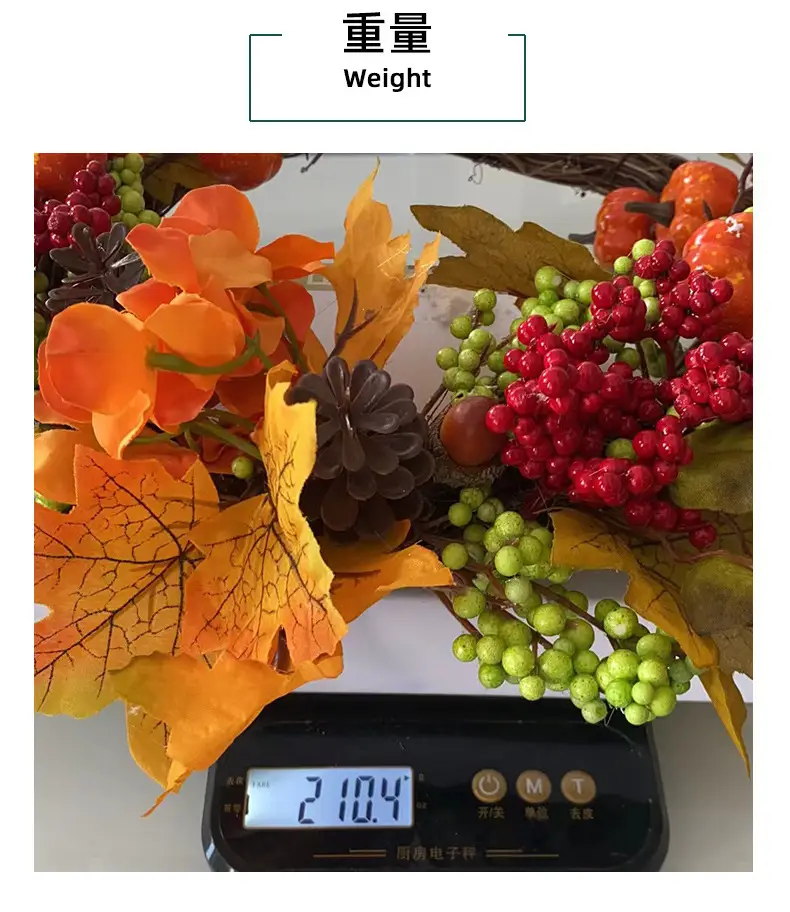 Artificial Autumn Pumpkin Wreath Decor 210g Hengchong — feature 13