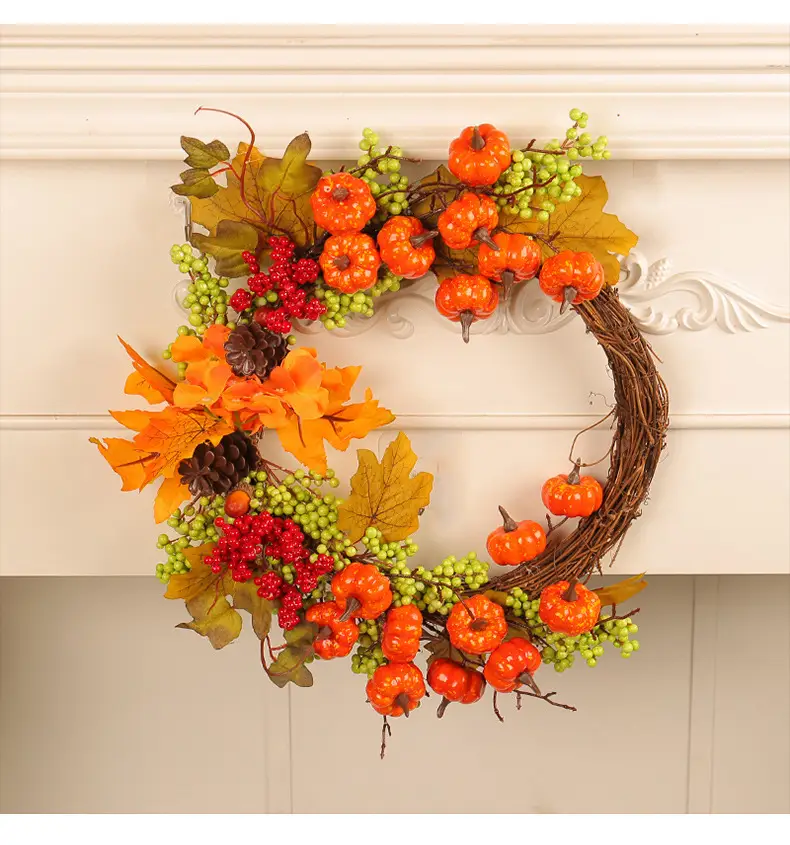 Artificial Autumn Pumpkin Wreath Decor 210g Hengchong — feature 5