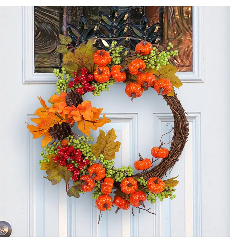 Artificial Autumn Pumpkin Wreath Decor 210g Hengchong — feature 6