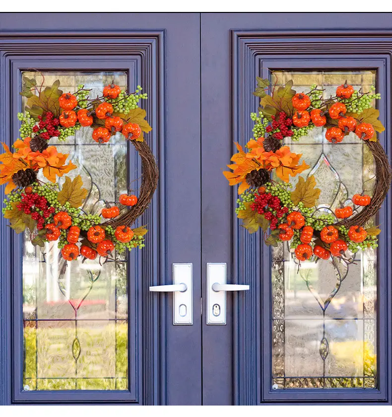 Artificial Autumn Pumpkin Wreath Decor 210g Hengchong — feature 7