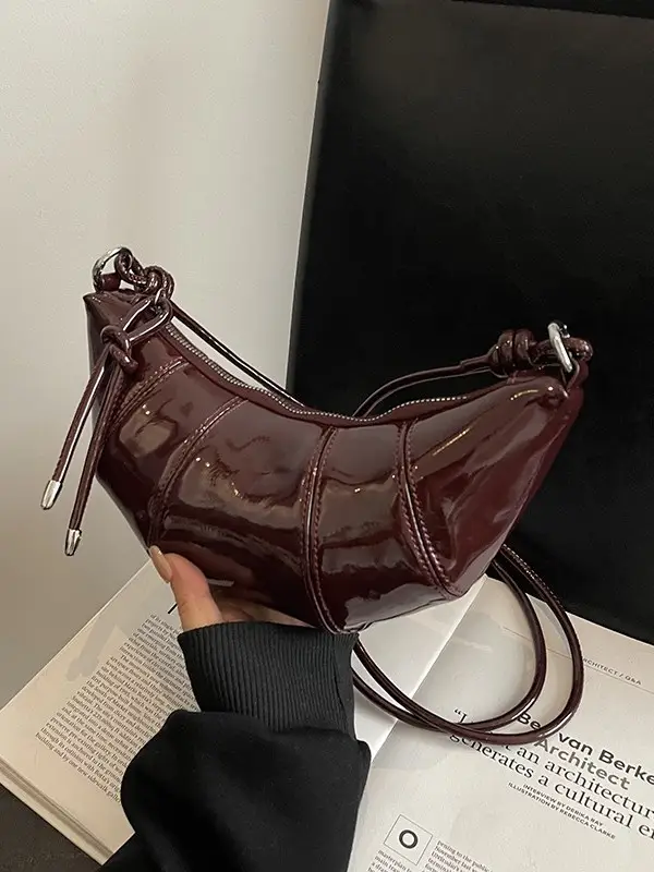Brown Glossy Crossbody Bag for Women Autumn Winter 2024 - Image 8