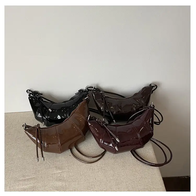 Brown Glossy Crossbody Bag for Women Autumn Winter 2024 — feature 1