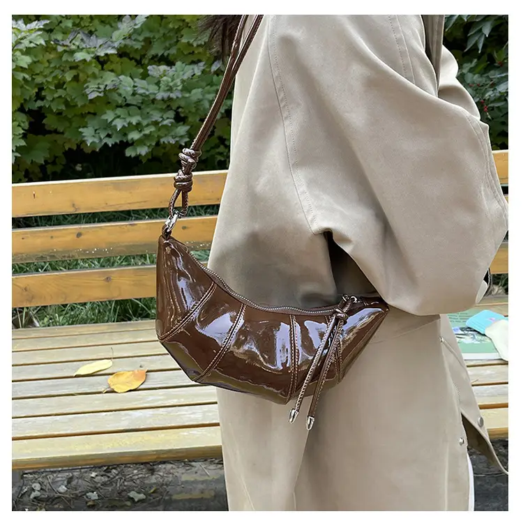 Brown Glossy Crossbody Bag for Women Autumn Winter 2024 — feature 10