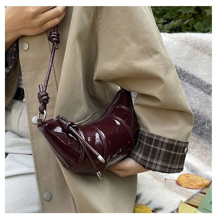 Brown Glossy Crossbody Bag for Women Autumn Winter 2024 — feature 11