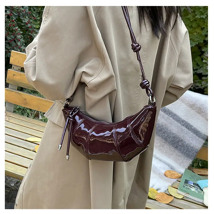 Brown Glossy Crossbody Bag for Women Autumn Winter 2024 — feature 12