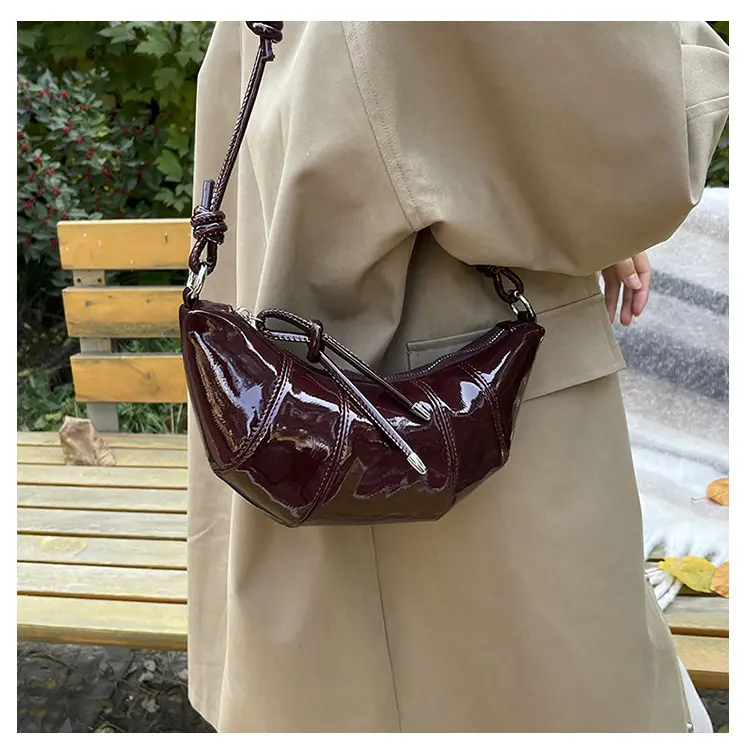 Brown Glossy Crossbody Bag for Women Autumn Winter 2024 — feature 13