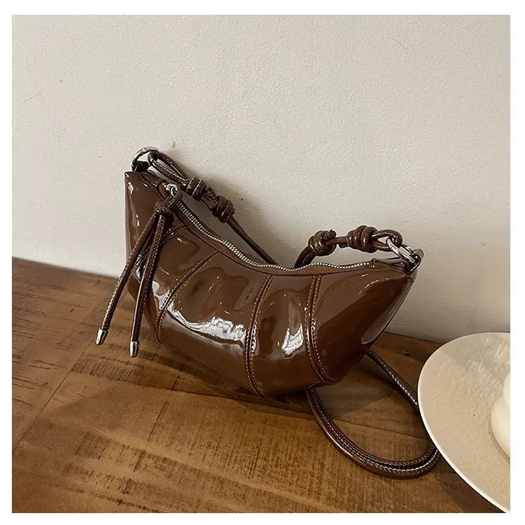 Brown Glossy Crossbody Bag for Women Autumn Winter 2024 — feature 23