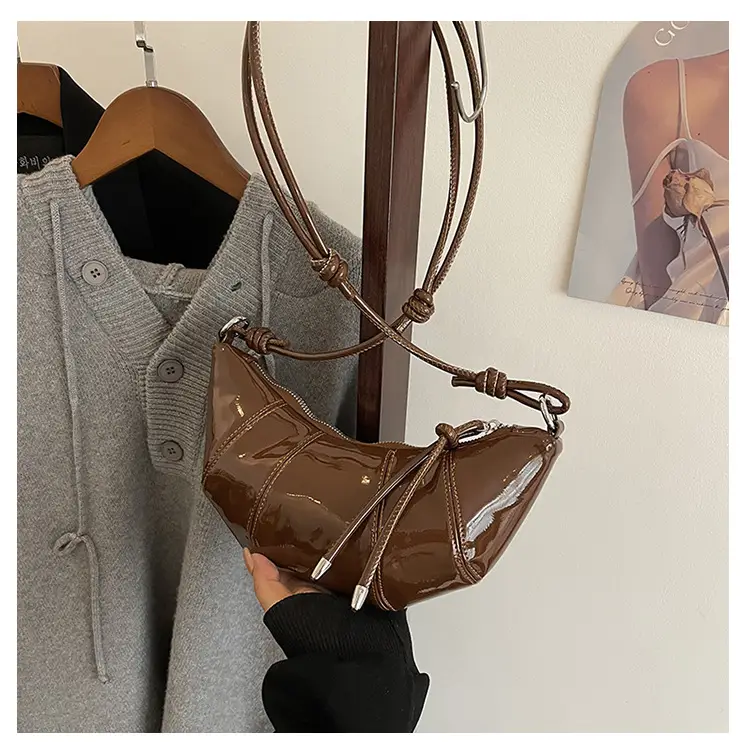 Brown Glossy Crossbody Bag for Women Autumn Winter 2024 — feature 25