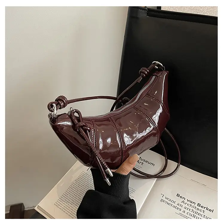 Brown Glossy Crossbody Bag for Women Autumn Winter 2024 — feature 29