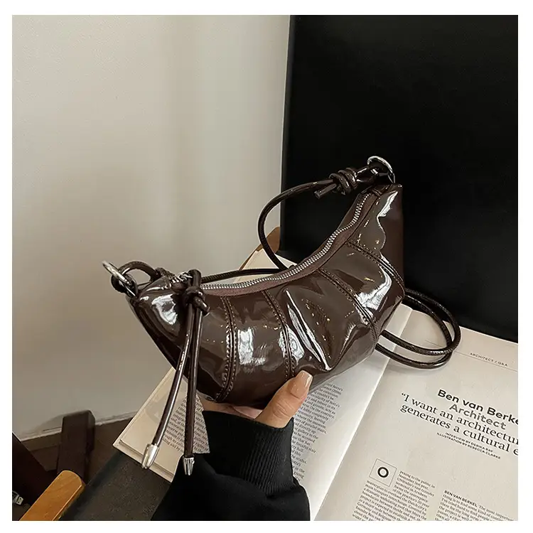 Brown Glossy Crossbody Bag for Women Autumn Winter 2024 — feature 32