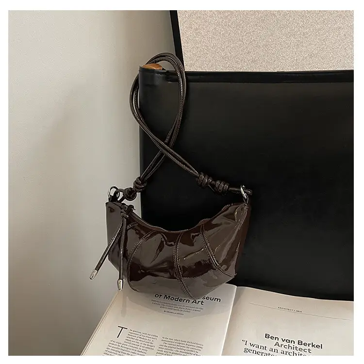 Brown Glossy Crossbody Bag for Women Autumn Winter 2024 — feature 34