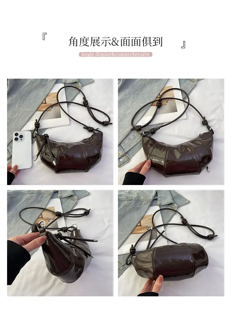 Brown Glossy Crossbody Bag for Women Autumn Winter 2024 — feature 6