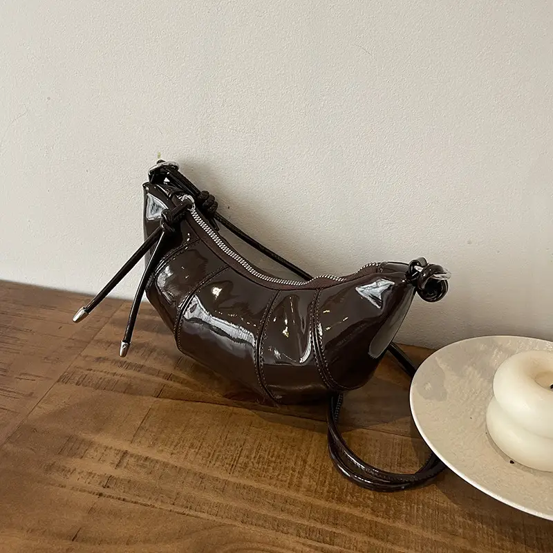 Brown Glossy Crossbody Bag for Women Autumn Winter 2024 - Image 3