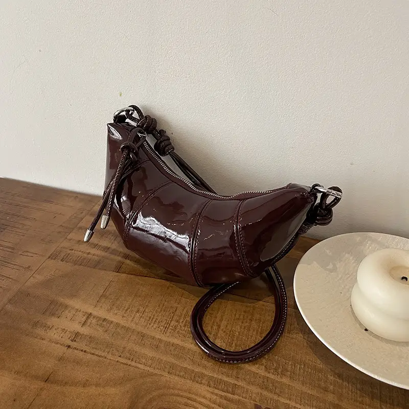 Brown Glossy Crossbody Bag for Women Autumn Winter 2024 - Image 4