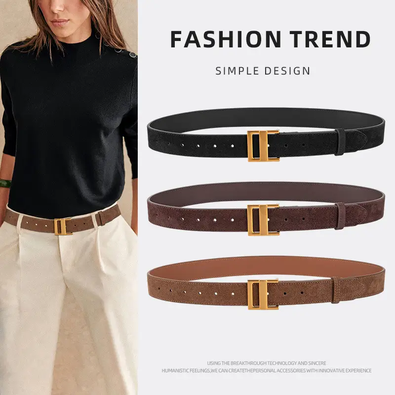 Women's Cross-Country Matte Belt with Gold Buckle - Image 15