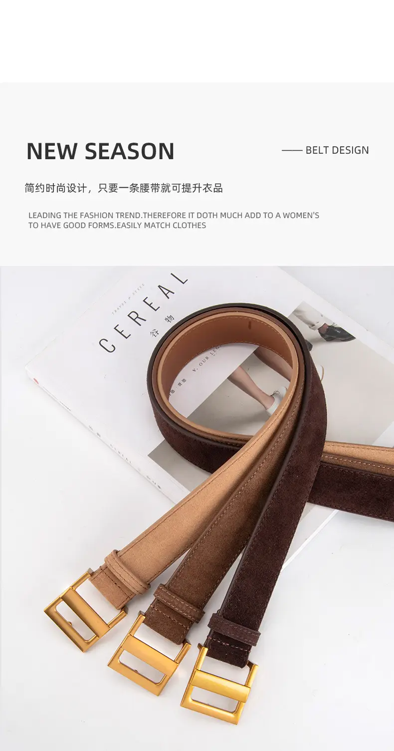 Women's Cross-Country Matte Belt with Gold Buckle — feature 4