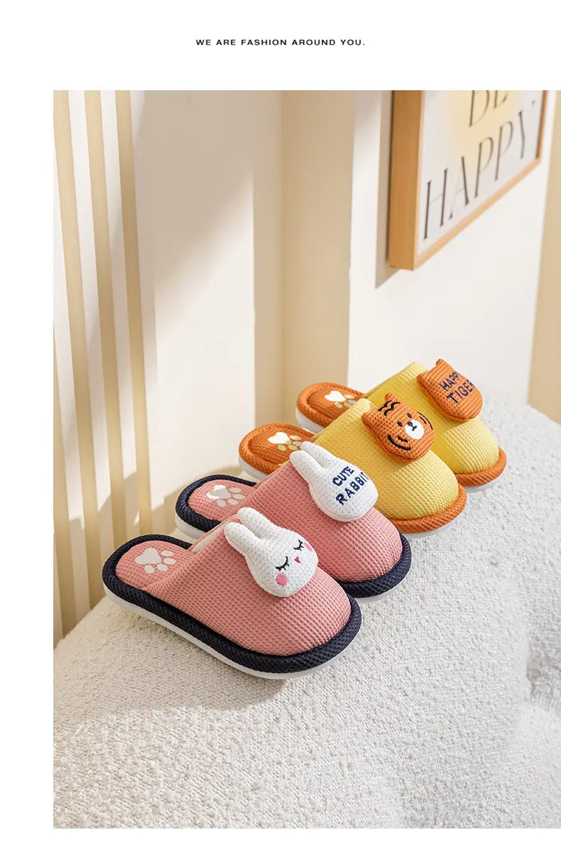Children's Cotton Slippers Girls Cute Indoor Non-slip Girls Princess Autumn and Winter Boys Rabbit Home Baby Slippers — feature 14