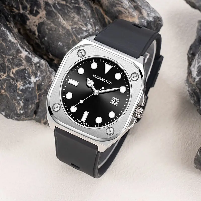 Luminous Square Watch for Women with Black Silicone Band - Image 6
