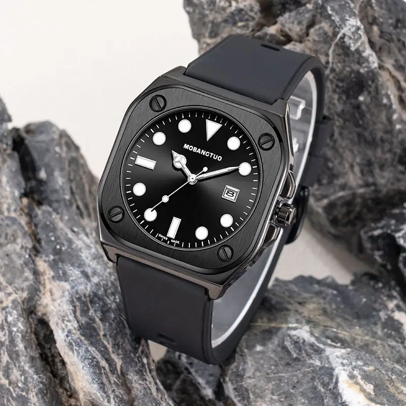 Luminous Square Watch for Women with Black Silicone Band - Image 7