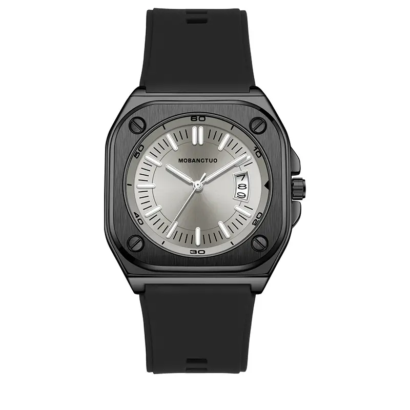 Luminous Square Watch for Women with Black Silicone Band - Image 2