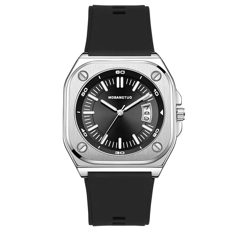 Luminous Square Watch for Women with Black Silicone Band - Image 3
