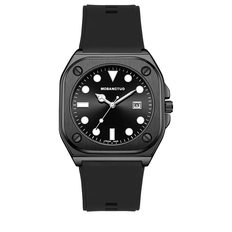 Luminous Square Watch for Women with Black Silicone Band - Image 4