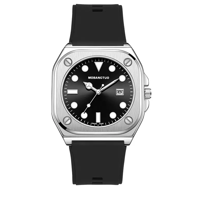 Luminous Square Watch for Women with Black Silicone Band - Image 5