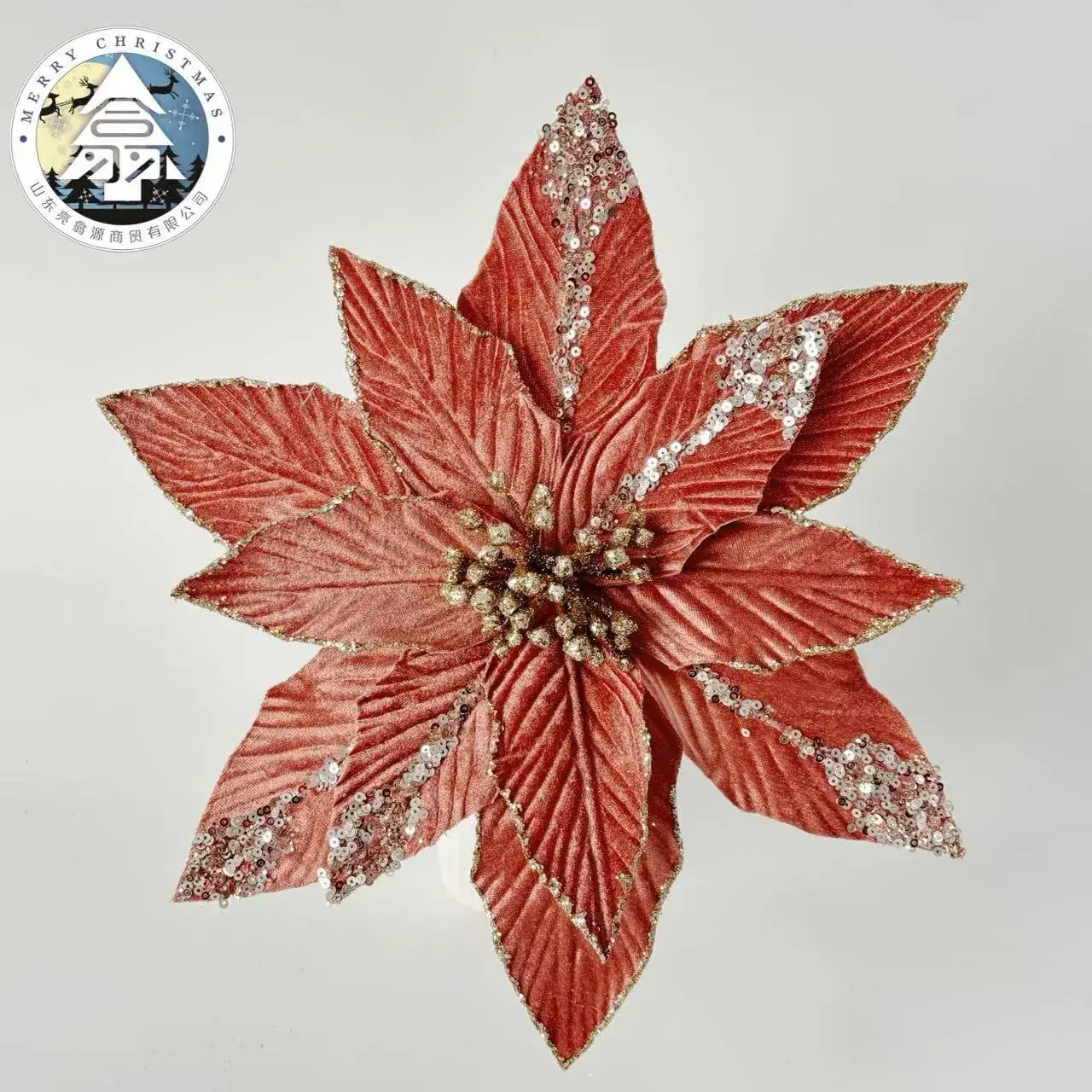 Cross-Border Velvet Christmas Flowers Rose Gold Decor