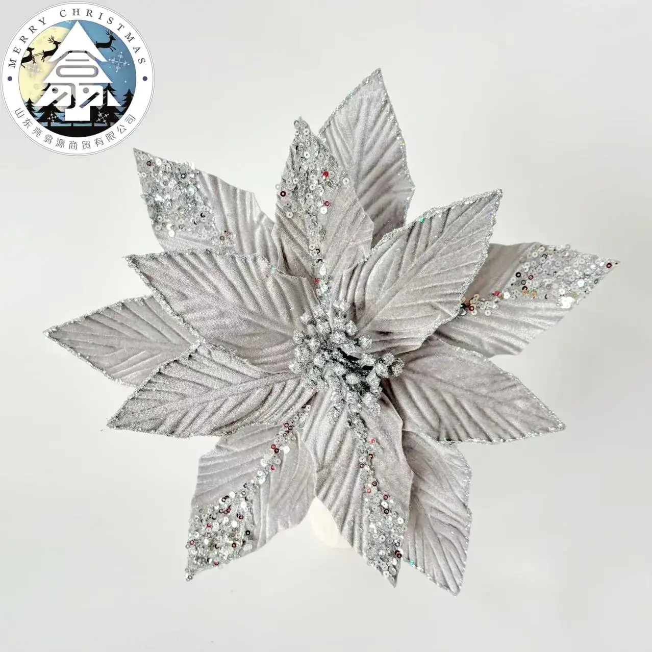 Cross-Border Velvet Christmas Flowers Rose Gold Decor