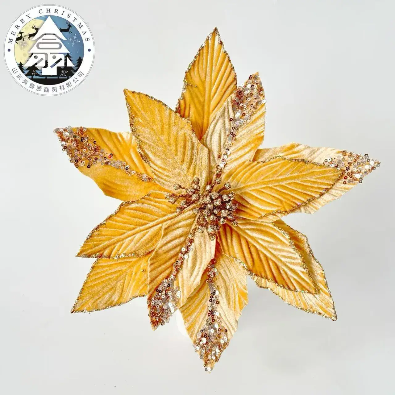Cross-Border Velvet Christmas Flowers Rose Gold Decor