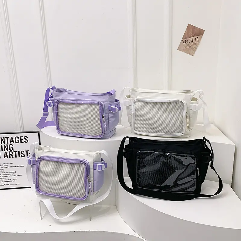 Girls Student Messenger Bag Purple Transparent Shoulder Crossbody - Image 6